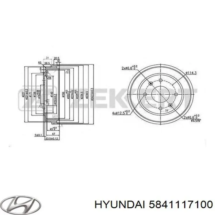 Барабан гальмівний задній 5841117100 Hyundai/Kia