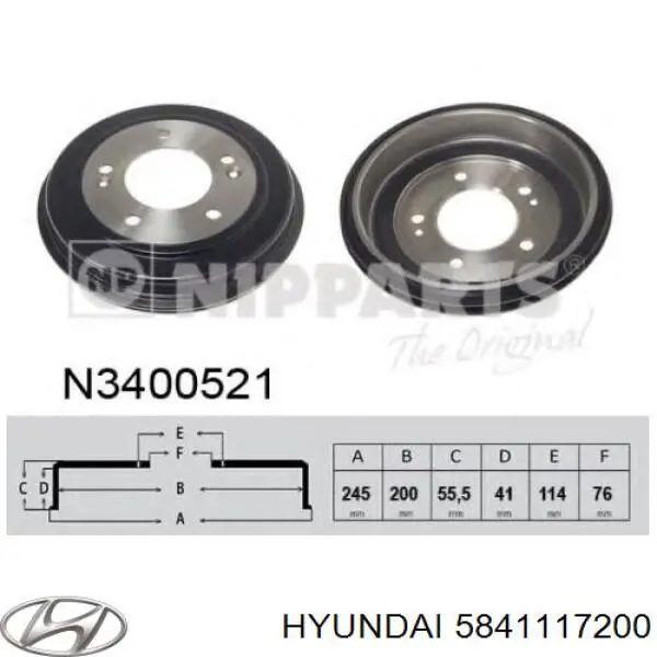 Барабан гальмівний задній Hyundai/Kia 5841117200 ціна, від 23.03 USD