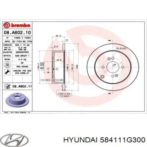 Купити 584111G300 Hyundai/Kia Диск заднього гальма