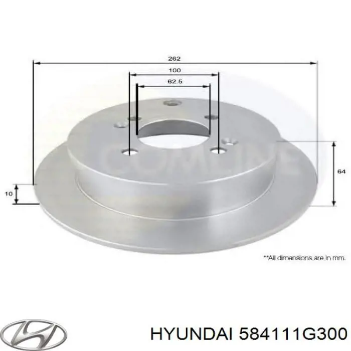 Диск гальмівний задній 584111G300 Hyundai/Kia