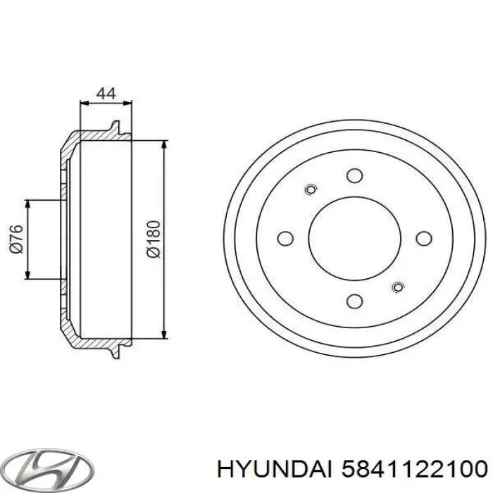 5841122100 Hyundai/Kia барабан гальмівний задній