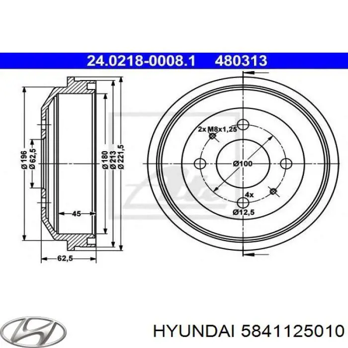 Барабан гальмівний задній Hyundai/Kia 5841125010 ціна, від 20.44 USD