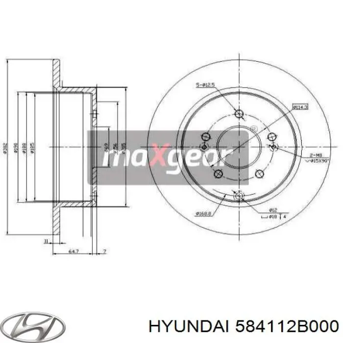 Задні дискові гальма Hyundai/Kia 584112B000 ціна, від 22.15 USD