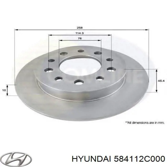 Купити 584112C000 Hyundai/Kia Диск заднього гальма