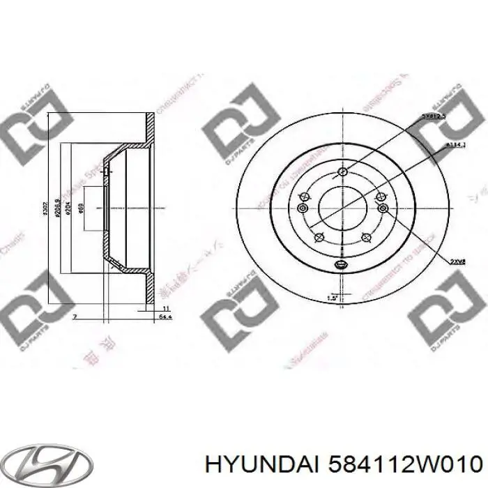 Задні дискові гальма Hyundai/Kia 584112W010 ціна, від 29.64 USD