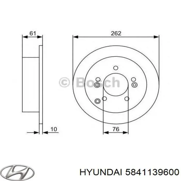 Купити 5841139600 Hyundai/Kia Диск заднього гальма