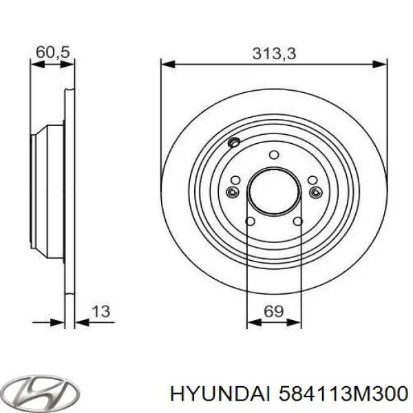 584113M300 Hyundai/Kia диск гальмівний задній