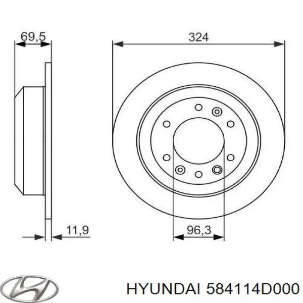584114D000 Hyundai/Kia Дискові гальма