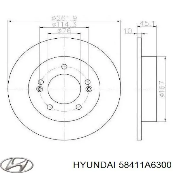 Купити 58411A6300 Hyundai/Kia Диск заднього гальма