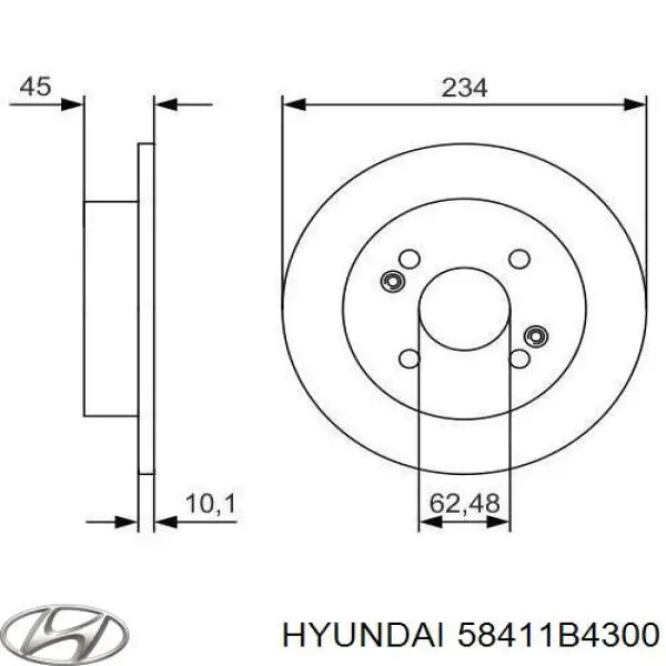 Задні дискові гальма Hyundai/Kia 58411B4300 ціна, від 27.07 USD