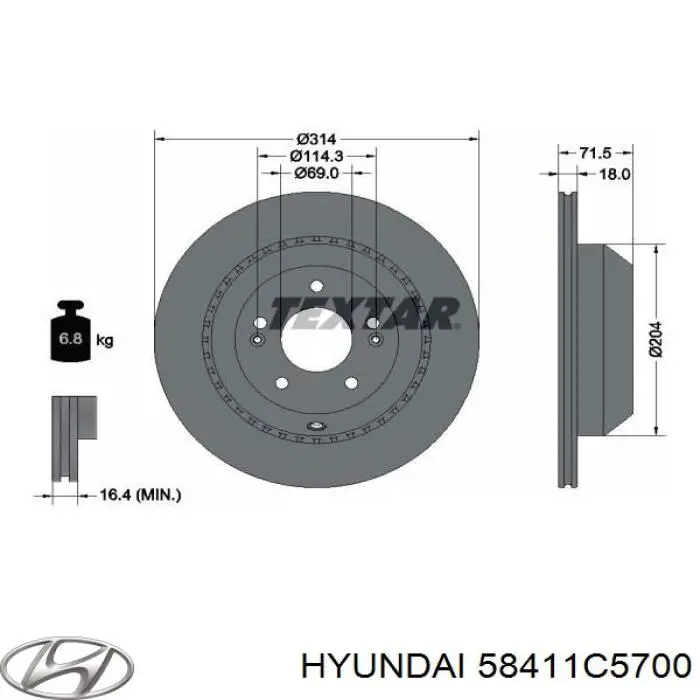 58411C5700 Hyundai/Kia Дискові гальма