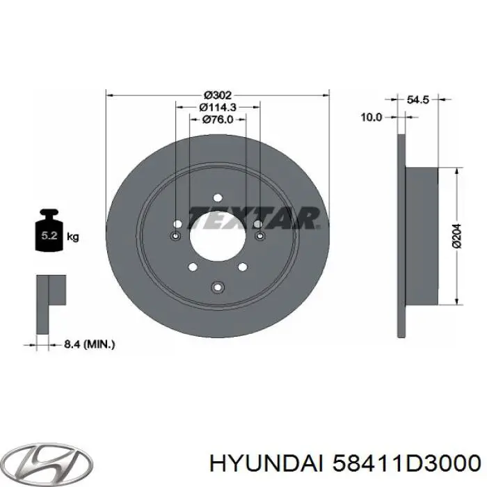 Задні дискові гальма Hyundai/Kia 58411D3000 ціна, від 29.32 USD