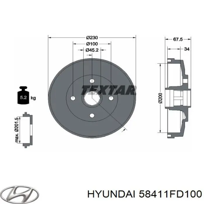 58411FD100 Hyundai/Kia Барабан гальмівний задній
