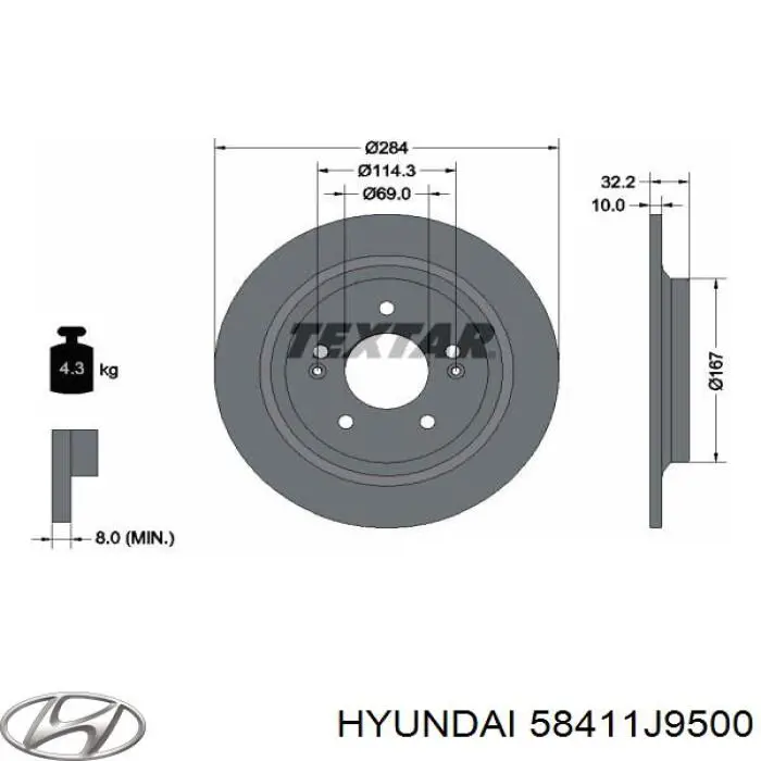 58411J9500 Hyundai/Kia Дискові гальма