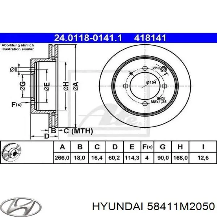 Диск гальмівний задній Hyundai/Kia 58411M2050