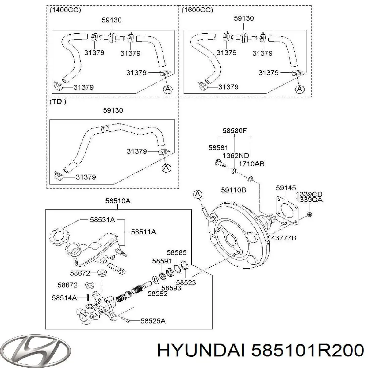 585101R200 Hyundai/Kia Циліндр гальмівний, головний