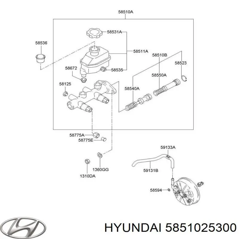 5851025300 Hyundai/Kia циліндр гальмівний, головний