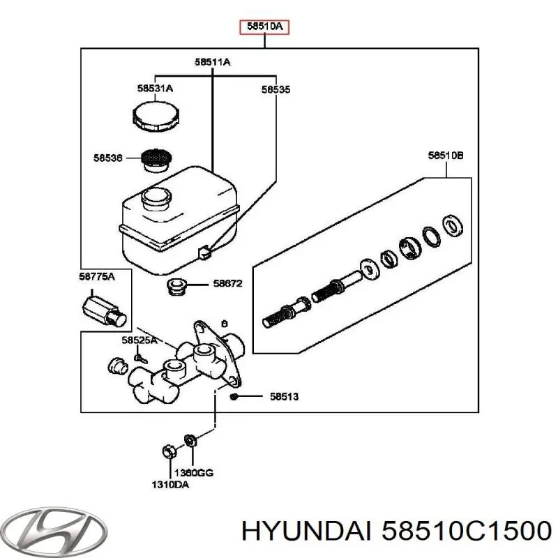 58510C1500 Hyundai/Kia Циліндр гальмівний, головний