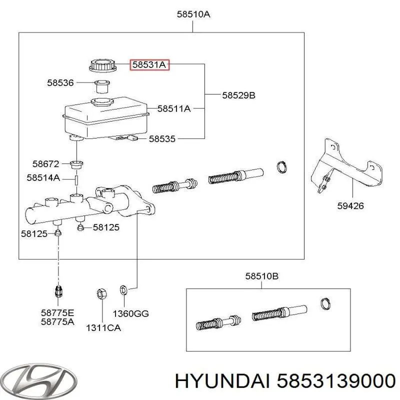 Кришка бачка головного гальмівного циліндру Hyundai/Kia 5853139000 ціна, від 6.33 USD
