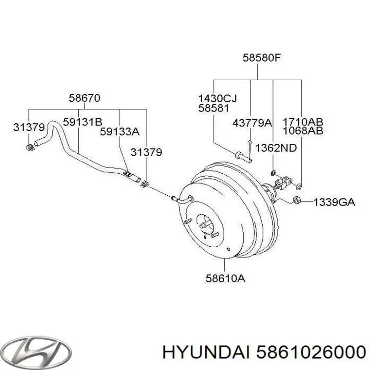 5861026000 Hyundai/Kia Підсилювач гальм вакуумний