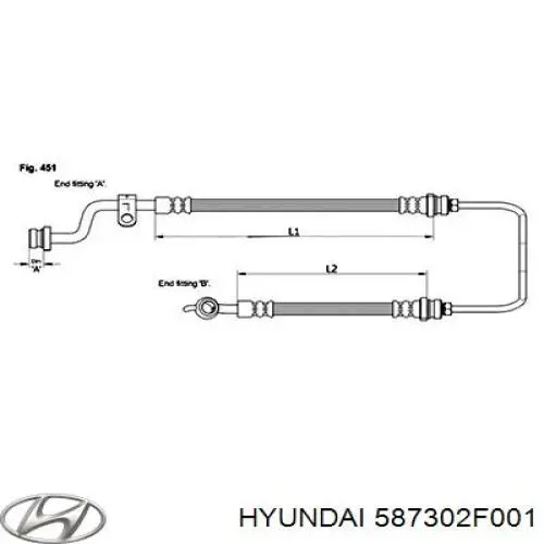 Шланг гальмівний передній, лівий 587302F001 Hyundai/Kia