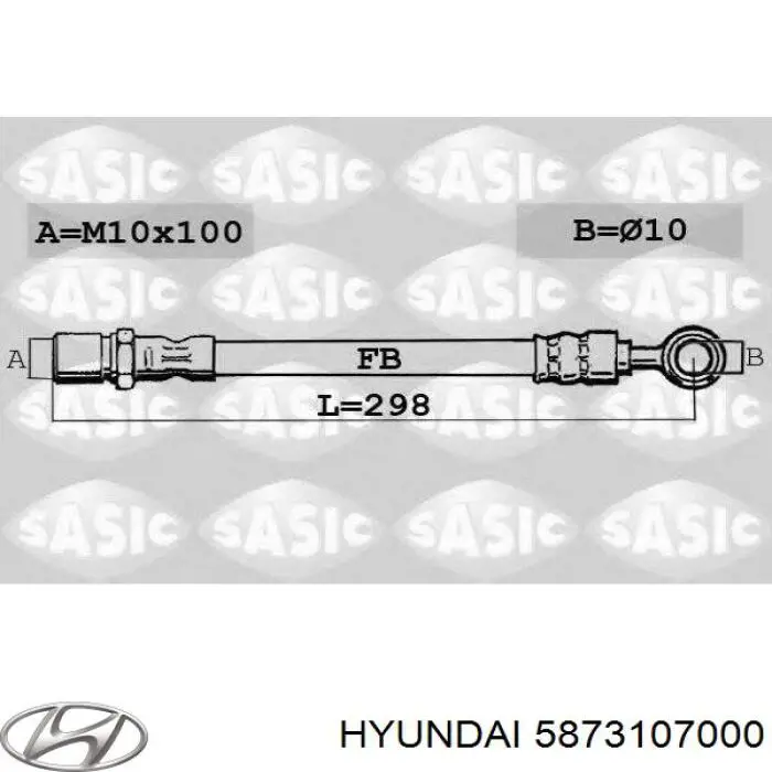Шланг гальмівний передній Hyundai/Kia 5873107000 ціна, від 11.22 USD
