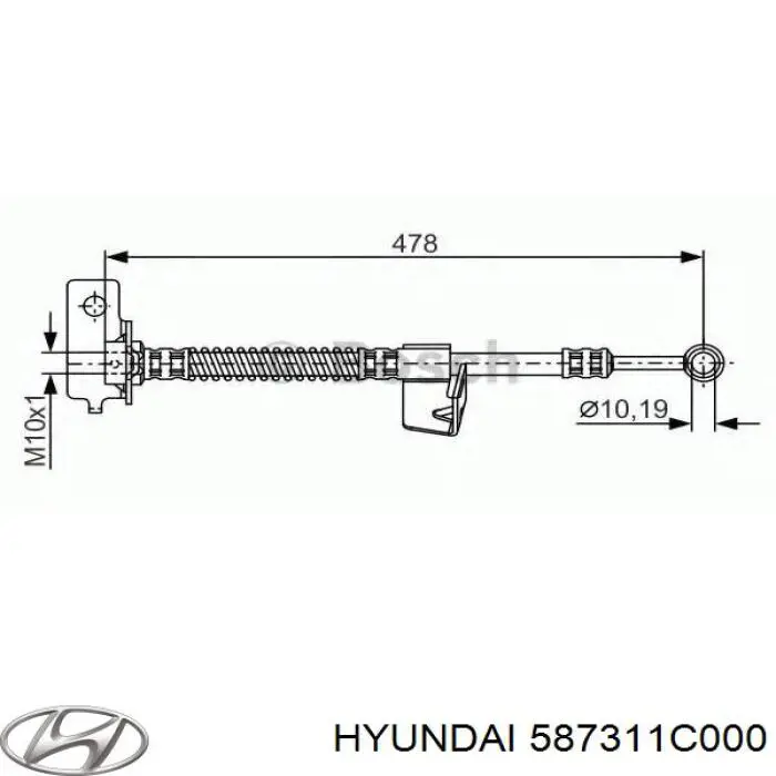 587311C000 Hyundai/Kia шланг гальмівний передній, лівий