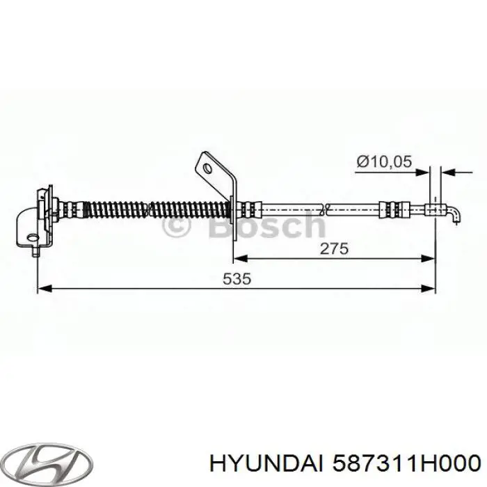 587311H000 Hyundai/Kia шланг гальмівний передній, лівий