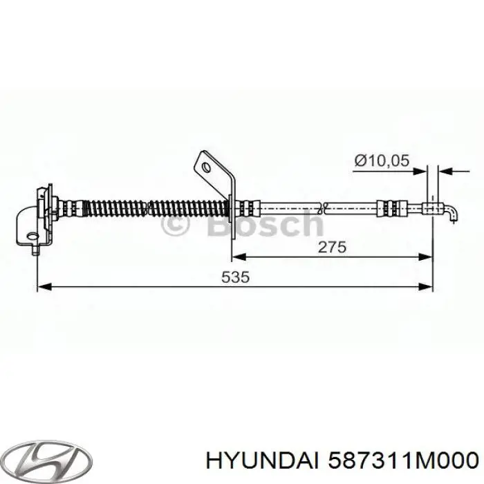 Купити 587311M000 Hyundai/Kia Шланг гальмівний передній, лівий
