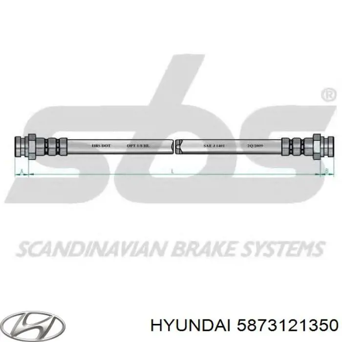 Гнучка гальмівна трубка передня на Hyundai Sonata III 