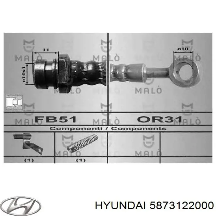 Купити 5873122000 Hyundai/Kia Шланг гальмівний передній, лівий