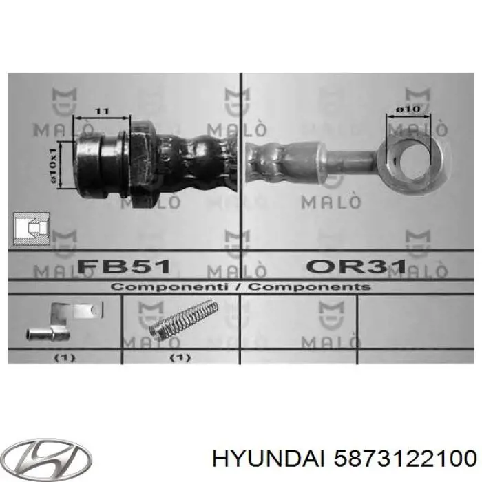 Шланг гальмівний передній, лівий Hyundai/Kia 5873122100