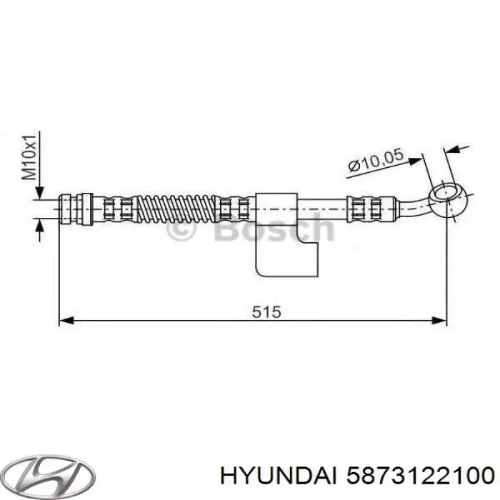 Шланг гальмівний передній, лівий Hyundai/Kia 5873122100 ціна, від 16.25 USD