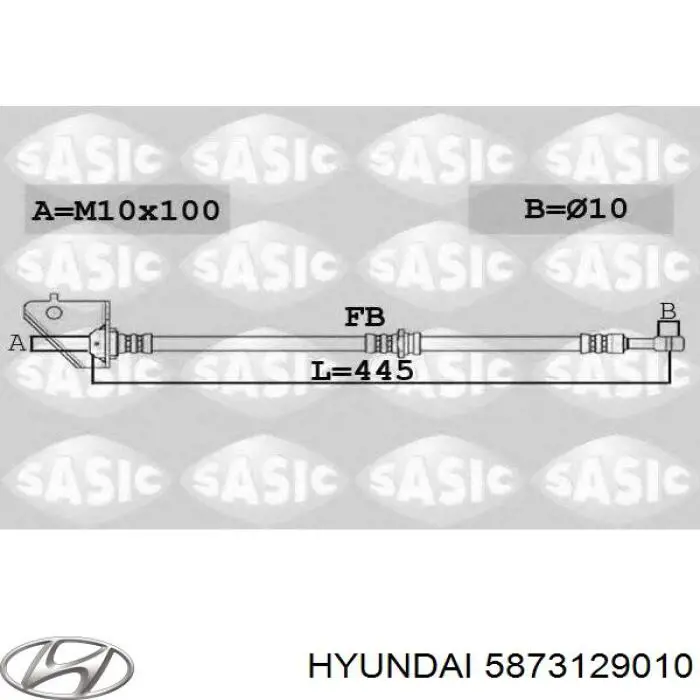 Купити 5873129010 Hyundai/Kia Шланг гальмівний передній, лівий