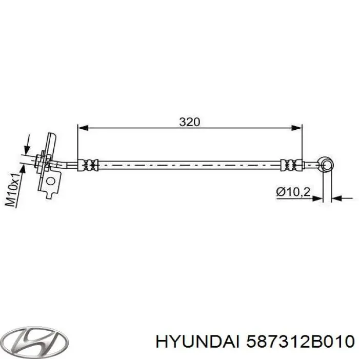 Шланг гальмівний передній, лівий Hyundai/Kia 587312B010 ціна, від 14.80 USD