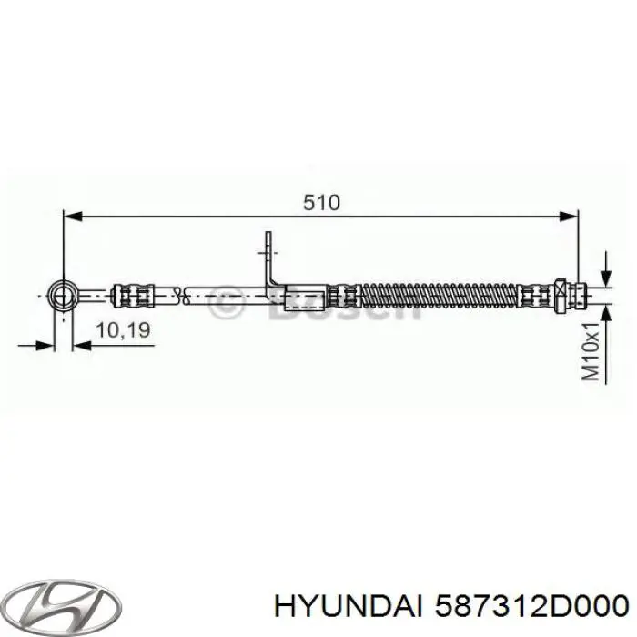 Шланг гальмівний передній, лівий 587312D000 Hyundai/Kia