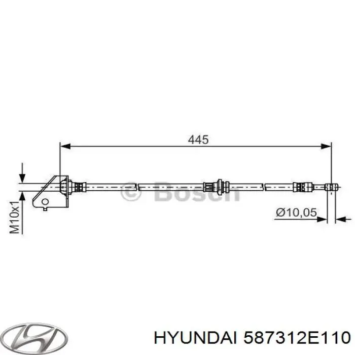 Купити 587312E110 Hyundai/Kia Шланг гальмівний передній, лівий