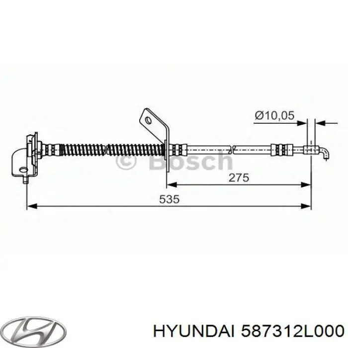 Купити 587312L000 Hyundai/Kia Шланг гальмівний передній, лівий