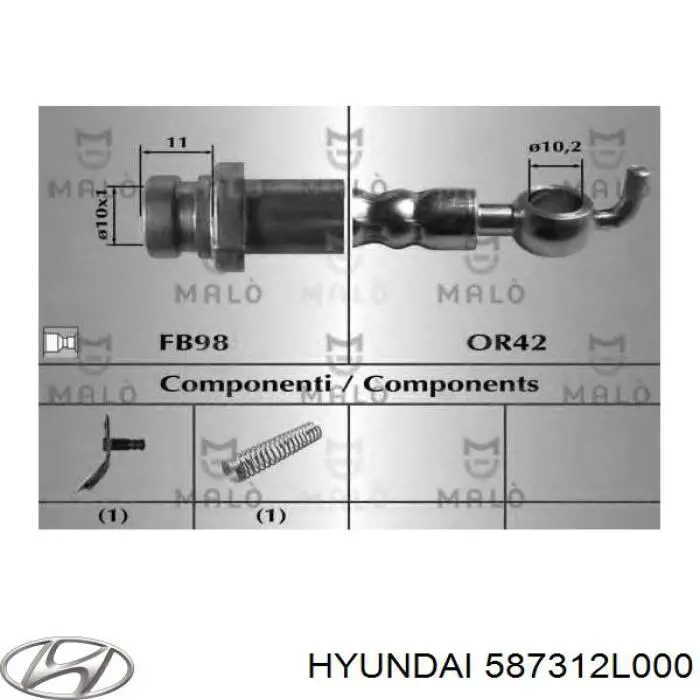 Шланг гальмівний передній, лівий Hyundai/Kia 587312L000 ціна, від 12.67 USD