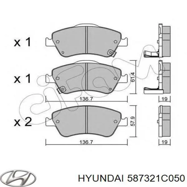 Шланг гальмівний передній, правий 587321C050 Hyundai/Kia
