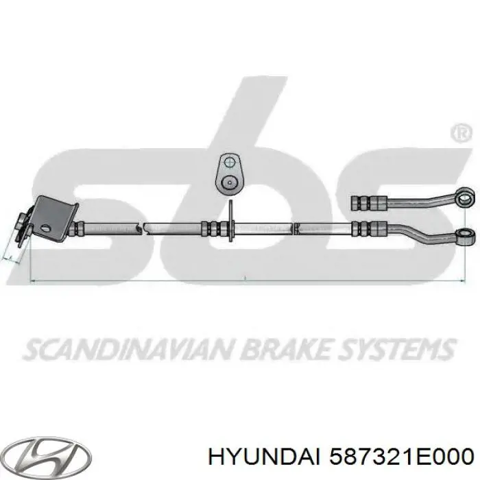 Шланг гальмівний передній, правий Hyundai/Kia 587321E000 ціна, від 16.42 USD