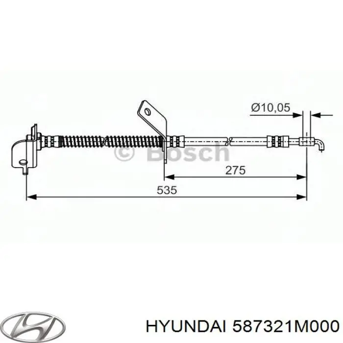 Шланг гальмівний передній, правий Hyundai/Kia 587321M000 ціна, від 14.05 USD