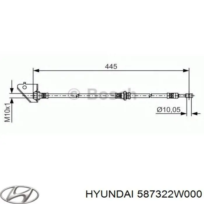 Шланг гальмівний передній, правий Hyundai Santa Fe 3 (DM) (Хендай Санта фе)