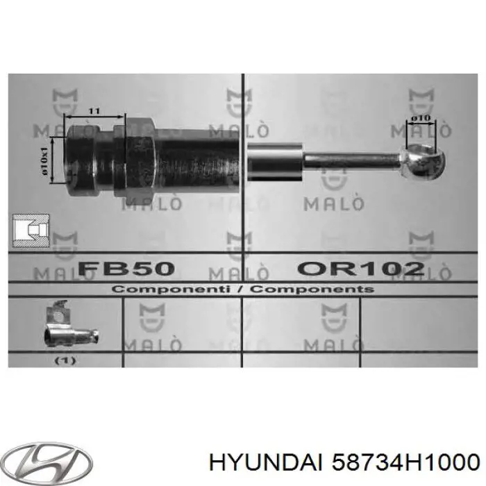 58734H1000 Hyundai/Kia Шланг гальмівний передній, правий