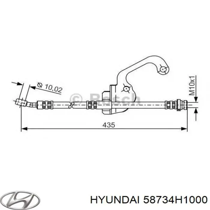 Шланг гальмівний передній, правий Hyundai/Kia 58734H1000 ціна, від 15.98 USD