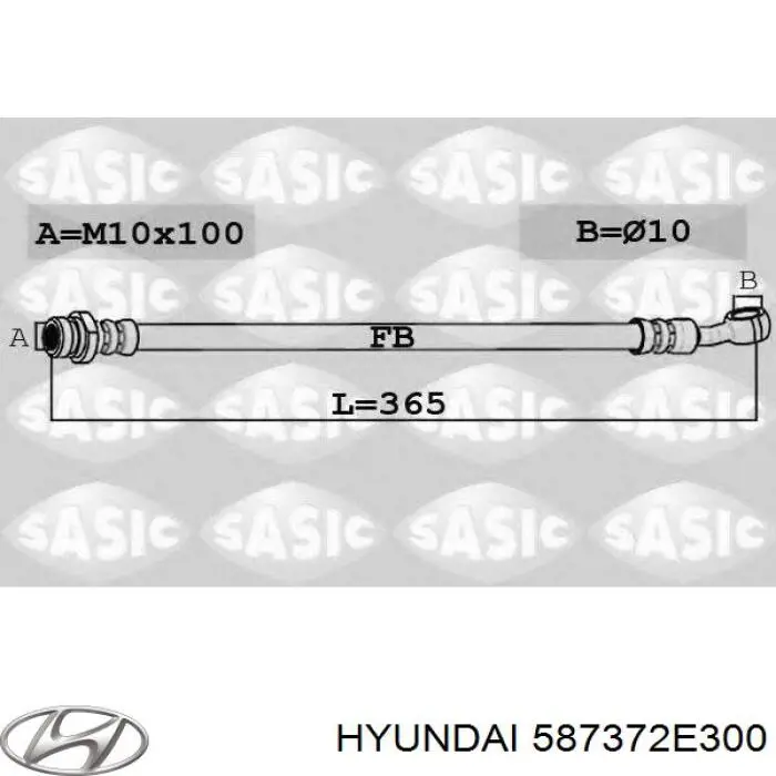 587372E300 Hyundai/Kia шланг гальмівний задній, лівий