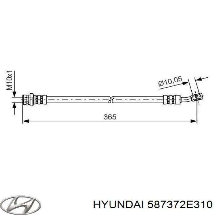 Купити 587372E310 Hyundai/Kia Шланг гальмівний задній, правий