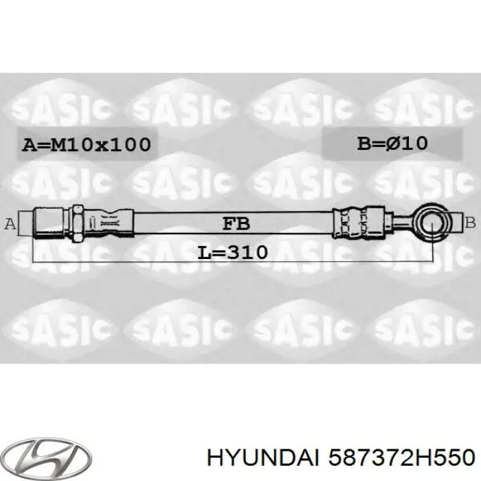 587372H550 Hyundai/Kia шланг гальмівний задній, правий