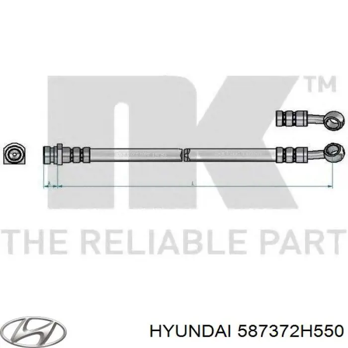 Шланг гальмівний задній, правий 587372H550 Hyundai/Kia