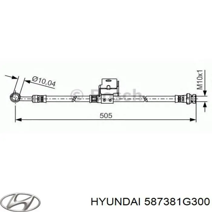 Купити 587381G300 Hyundai/Kia Шланг гальмівний задній, лівий